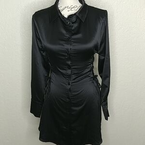 ASOS As You Eight Paw Projects Shirt Dress Corset/Lace Up Detail Black Size 0
